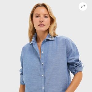 TUCKERNUCK
Chambray Denim Embellished Cropped Jasper Button Down